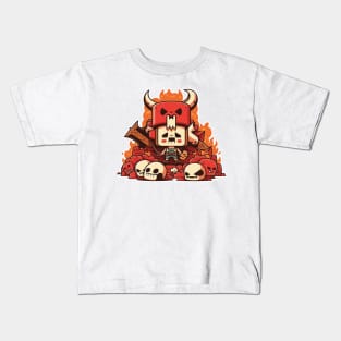 Cute happy kawaii halloween hell warrior skull lady Kids T-Shirt